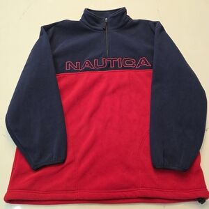 Vintage 90s Nautica color block 1/4 zip fleece pullover - Men's sizs Large